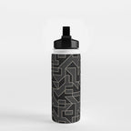 Classy Elegant Black White Gray Modern Artwork Water Bottle Gallery Image 2