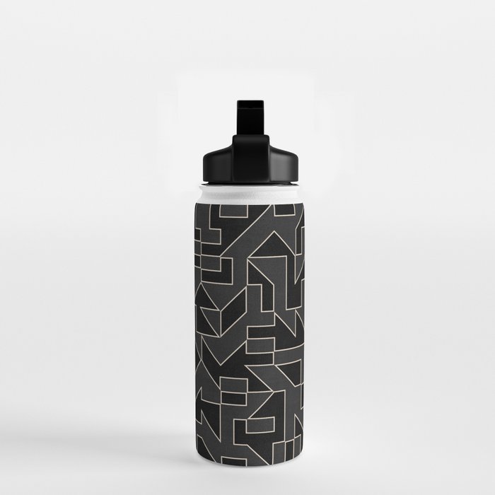 Classy Elegant Black White Gray Modern Artwork Water Bottle Gallery Image 2