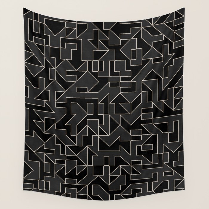 Classy Elegant Black White Gray Modern Artwork Wall Tapestry Gallery Image 4
