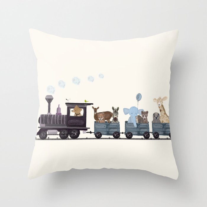 little nature train Throw Pillow Gallery Image 6