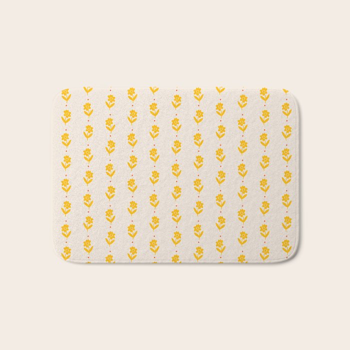Simple Yellow - Floral pattern Bath Mat Gallery Image 1