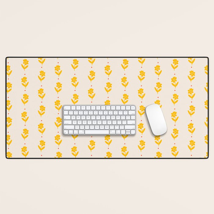 Simple Yellow - Floral pattern Desk Mat Gallery Image 1