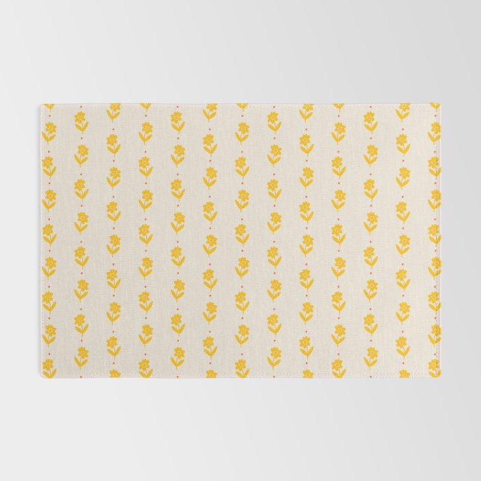 Simple Yellow - Floral pattern Rug Gallery Image 2