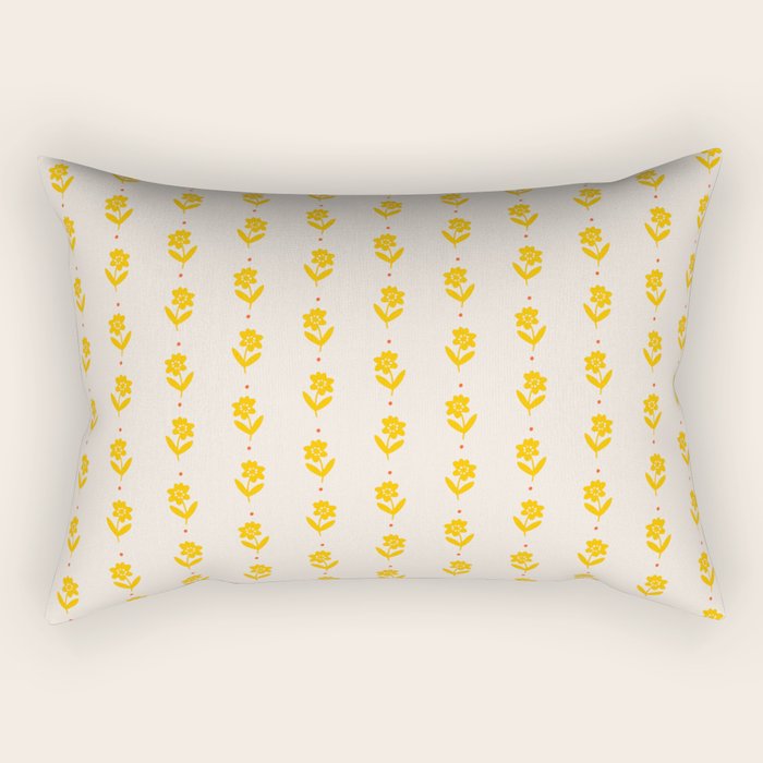 Simple Yellow - Floral pattern Rectangular Pillow Gallery Image 1