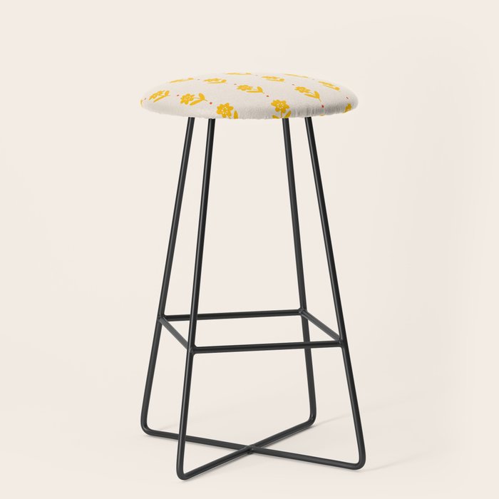 Simple Yellow - Floral pattern Stool Gallery Image 1