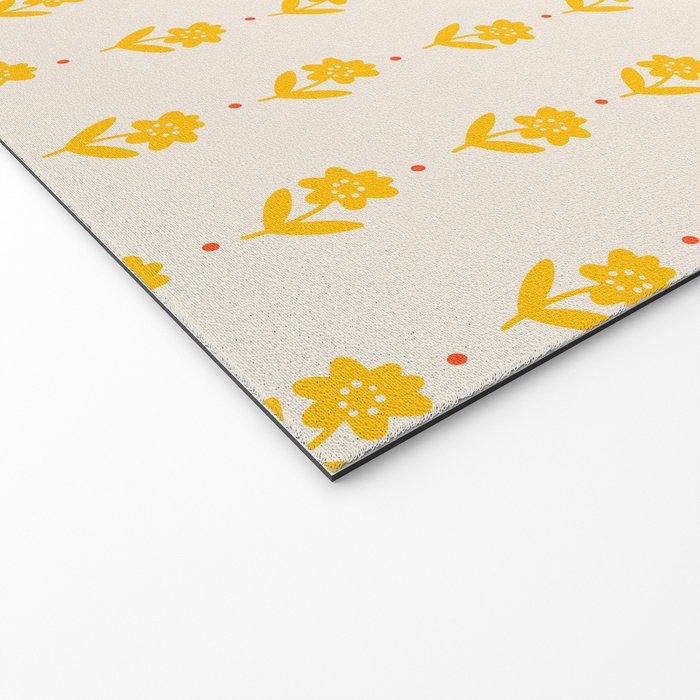 Simple Yellow - Floral pattern Welcome Mat Gallery Image 2