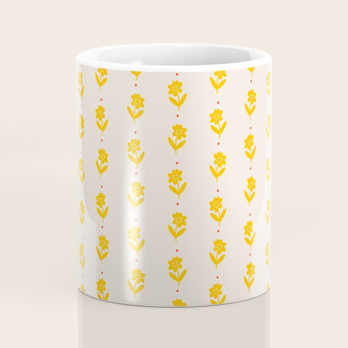 Simple Yellow - Floral pattern Coffee Mug Gallery Image 4