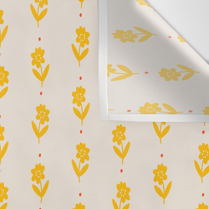 Simple Yellow - Floral pattern Wall Tapestry Gallery Image 3