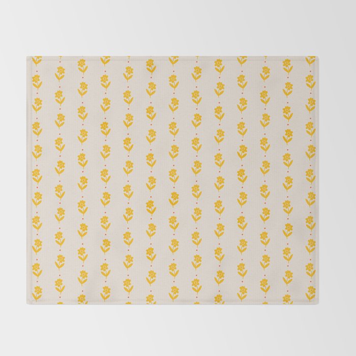 Simple Yellow - Floral pattern Throw Blanket Gallery Image 2