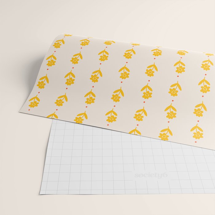 Simple Yellow - Floral pattern Wrapping Paper Gallery Image 2