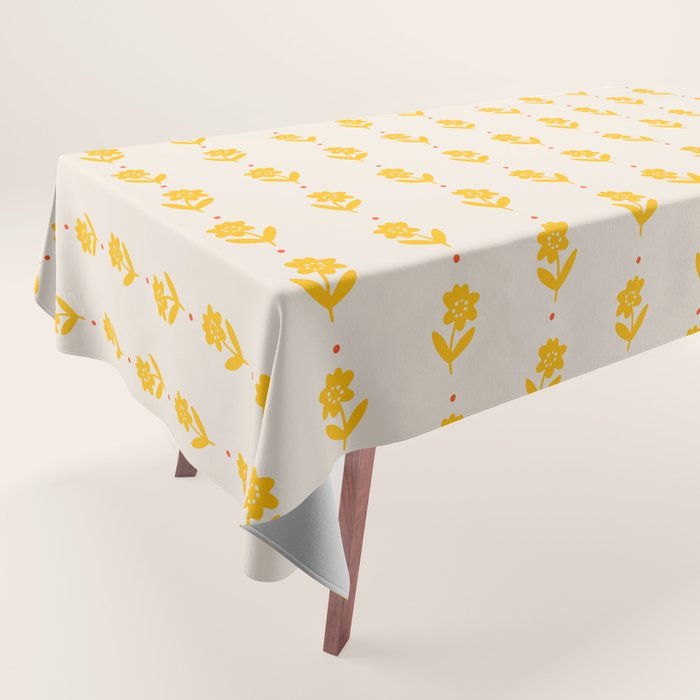 Simple Yellow - Floral pattern Tablecloth Gallery Image 1