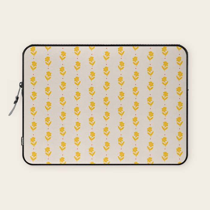 Simple Yellow - Floral pattern Laptop Sleeve Gallery Image 1