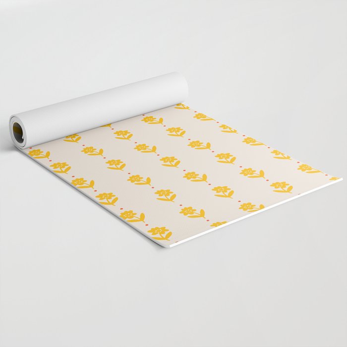 Simple Yellow - Floral pattern Yoga Mat Gallery Image 2
