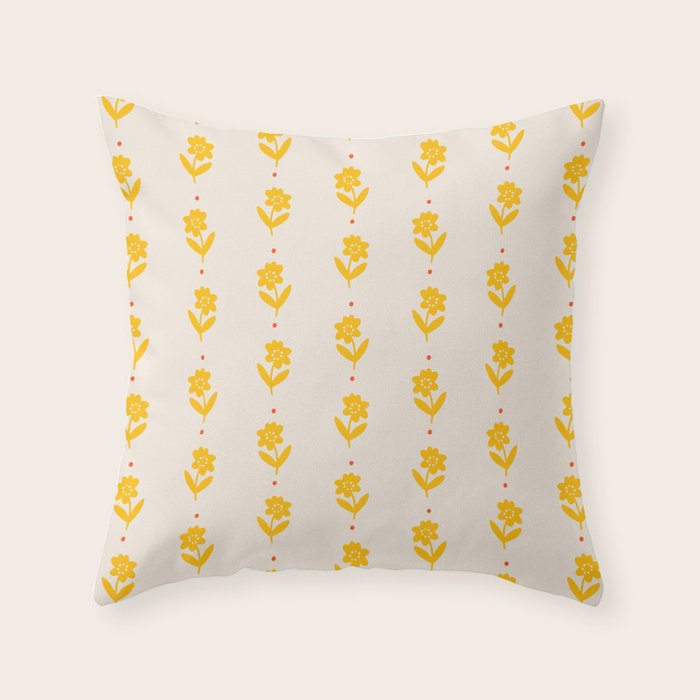 Simple Yellow - Floral pattern Throw Pillow Gallery Image 6
