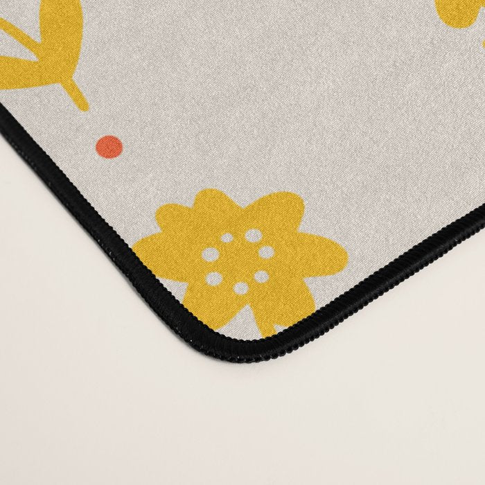 Simple Yellow - Floral pattern Desk Mat Gallery Image 4