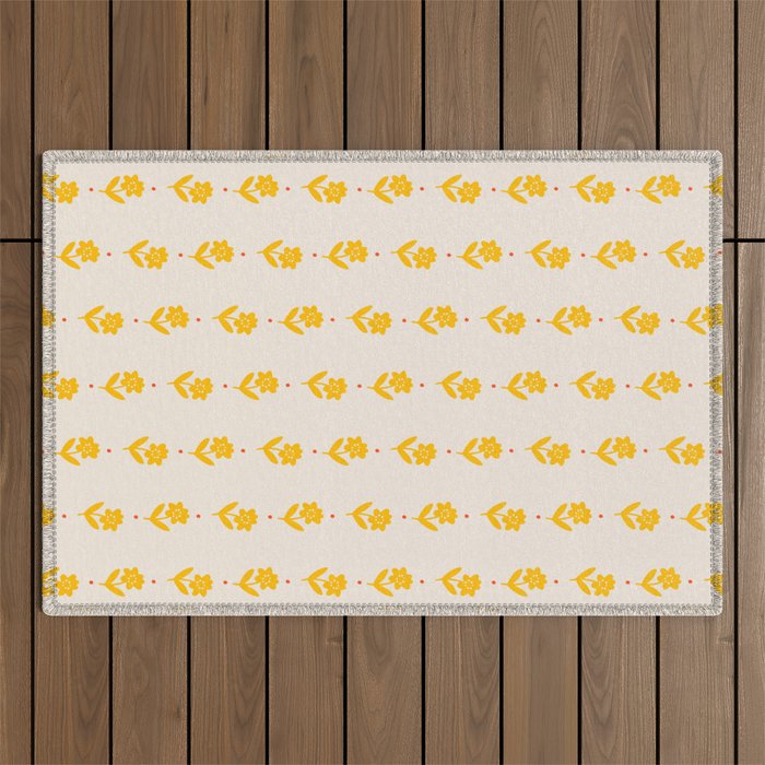 Simple Yellow - Floral pattern Outdoor Rug Gallery Image 1