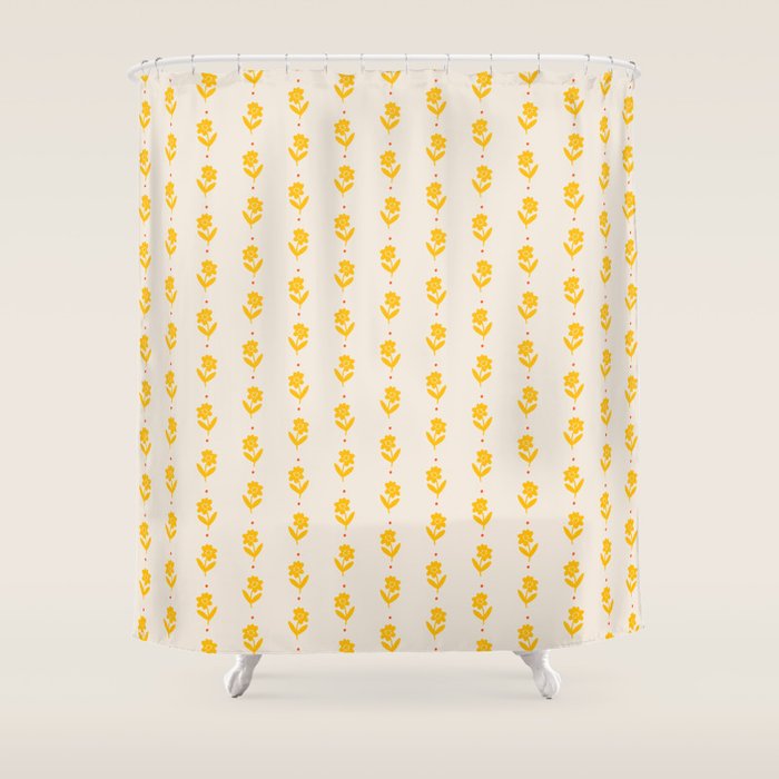 Simple Yellow - Floral pattern Shower Curtain Gallery Image 1