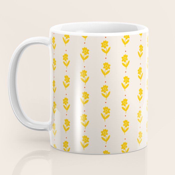 Simple Yellow - Floral pattern Coffee Mug Gallery Image 3