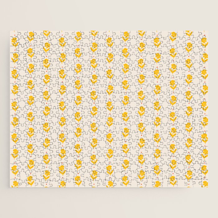 Simple Yellow - Floral pattern Jigsaw Puzzle Gallery Image 1