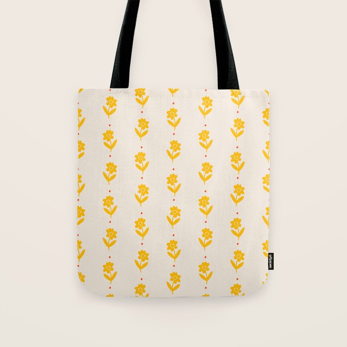 Simple Yellow - Floral pattern Tote Bag Gallery Image 1