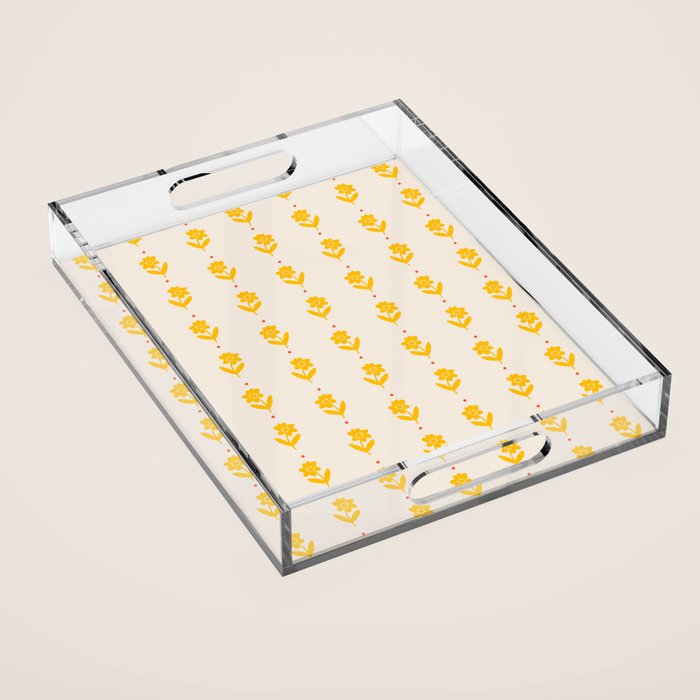 Simple Yellow - Floral pattern Acrylic Tray Gallery Image 1