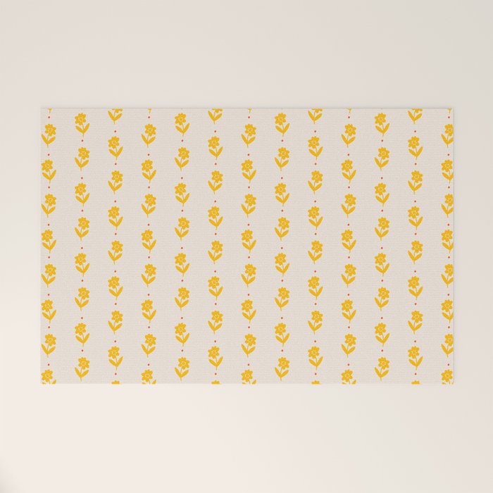 Simple Yellow - Floral pattern Welcome Mat Gallery Image 1