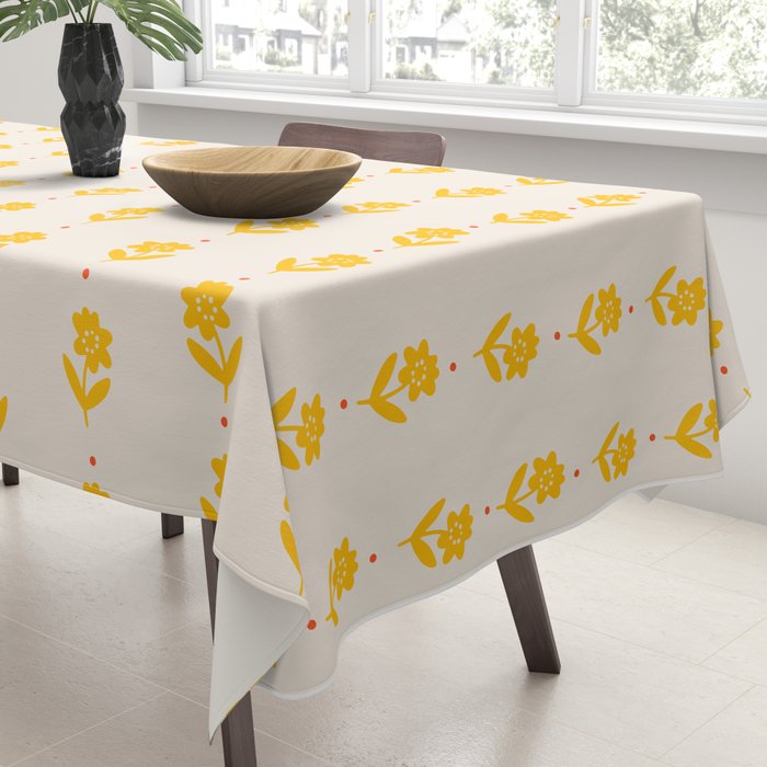 Simple Yellow - Floral pattern Tablecloth Gallery Image 3