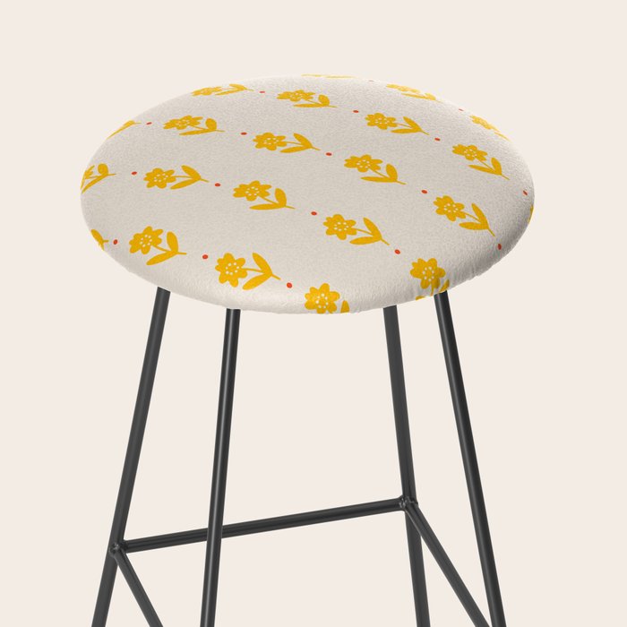 Simple Yellow - Floral pattern Stool Gallery Image 2