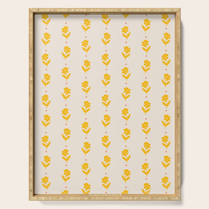 Simple Yellow - Floral pattern Serving Tray Gallery Image 1