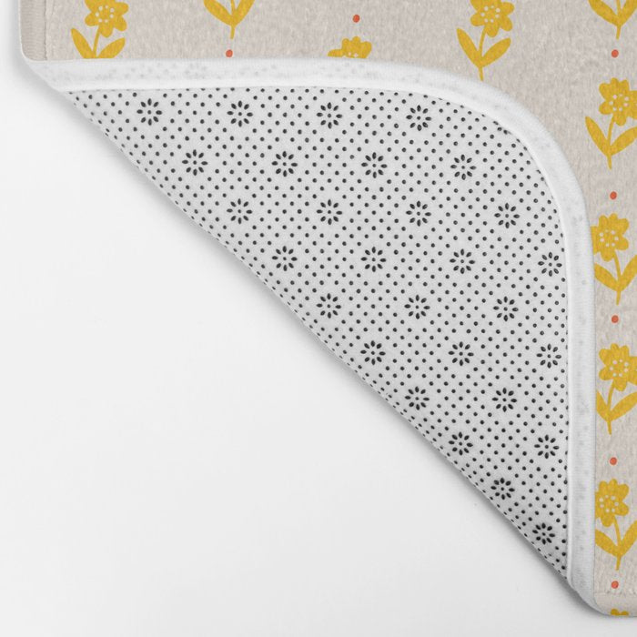 Simple Yellow - Floral pattern Bath Mat Gallery Image 2