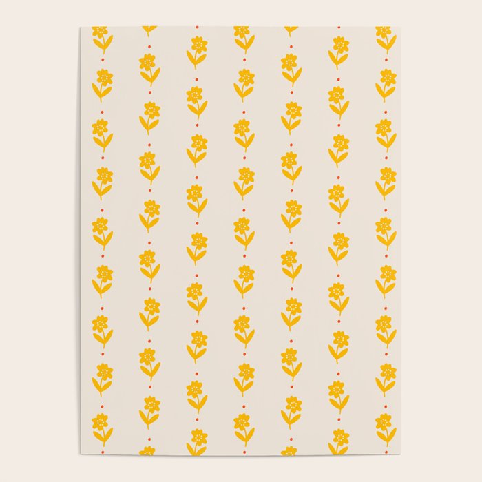 Simple Yellow - Floral pattern Poster Gallery Image 4