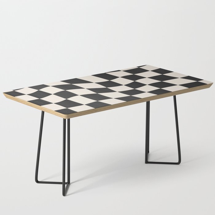 Black and White Wavy Checkered Pattern Coffee Table Gallery Image 1