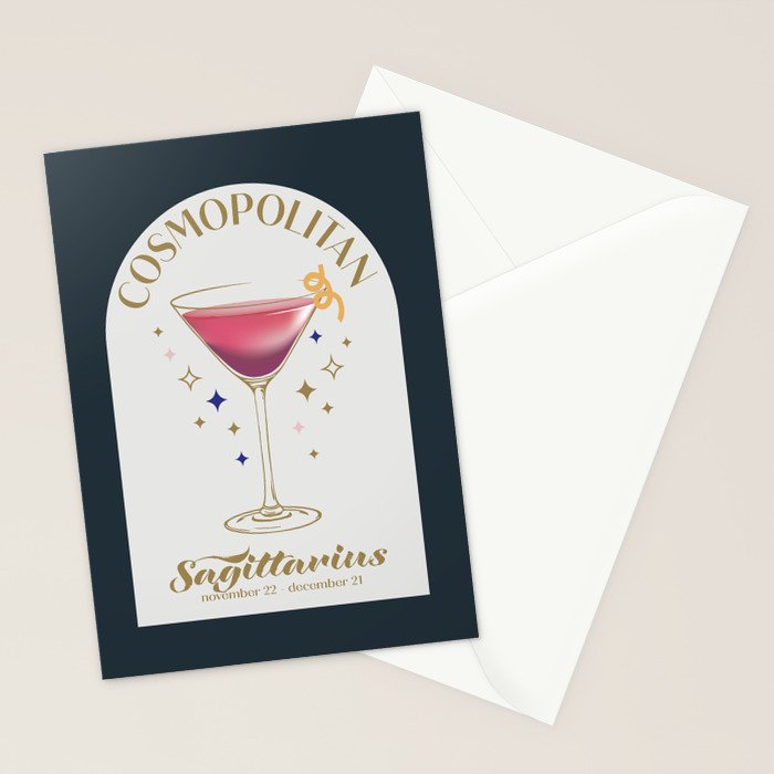 Cosmopolitan Cocktail Zodiac Sign Stationery Card Gallery Image 2