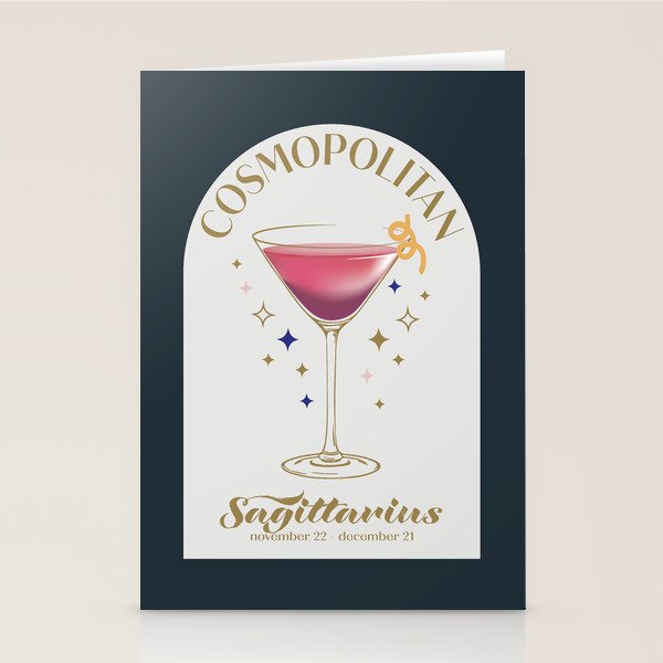Cosmopolitan Cocktail Zodiac Sign Stationery Card Gallery Image 1