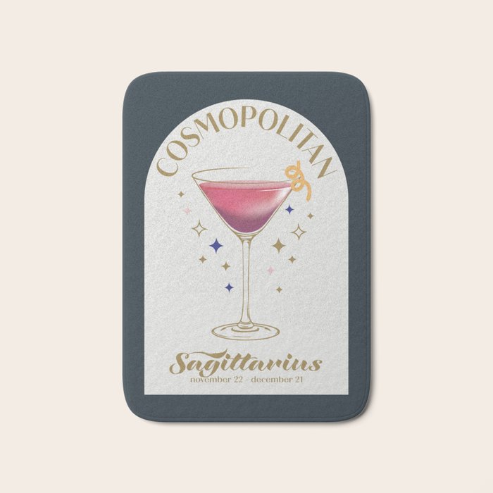 Cosmopolitan Cocktail Zodiac Sign Bath Mat Gallery Image 1