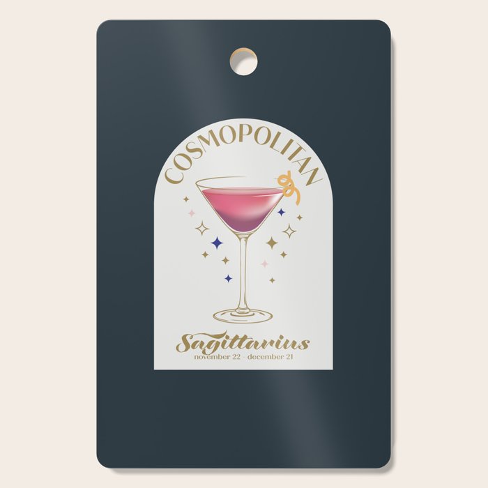 Cosmopolitan Cocktail Zodiac Sign Cutting Board Gallery Image 1