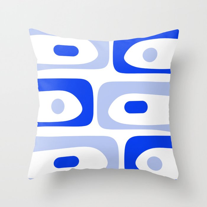 Mid Century Modern Piquet Abstract Pattern Royal Blue Light Blue White Throw Pillow Gallery Image 6