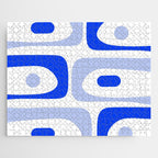 Mid Century Modern Piquet Abstract Pattern Royal Blue Light Blue White Jigsaw Puzzle Gallery Image 1
