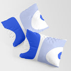 Mid Century Modern Piquet Abstract Pattern Royal Blue Light Blue White Pillow Sham Gallery Image 3