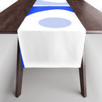 Mid Century Modern Piquet Abstract Pattern Royal Blue Light Blue White Table Runner Gallery Image 1
