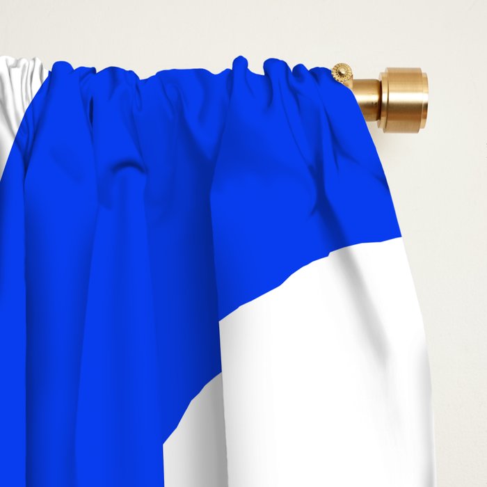 Mid Century Modern Piquet Abstract Pattern Royal Blue Light Blue White Window Curtain Gallery Image 2