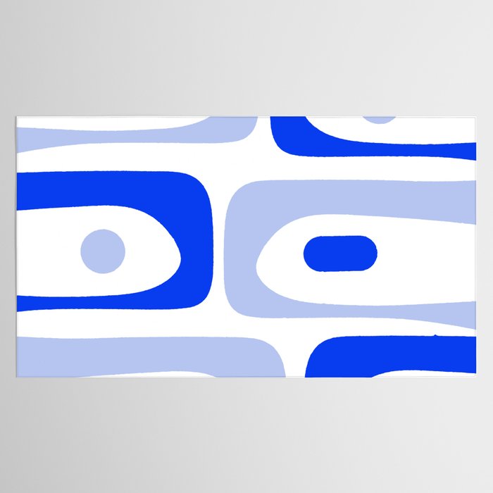 Mid Century Modern Piquet Abstract Pattern Royal Blue Light Blue White Tablecloth Gallery Image 2