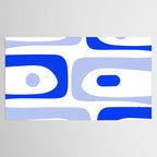 Mid Century Modern Piquet Abstract Pattern Royal Blue Light Blue White Tablecloth Gallery Image 2