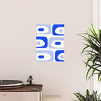 Mid Century Modern Piquet Abstract Pattern Royal Blue Light Blue White Poster Gallery Image 2