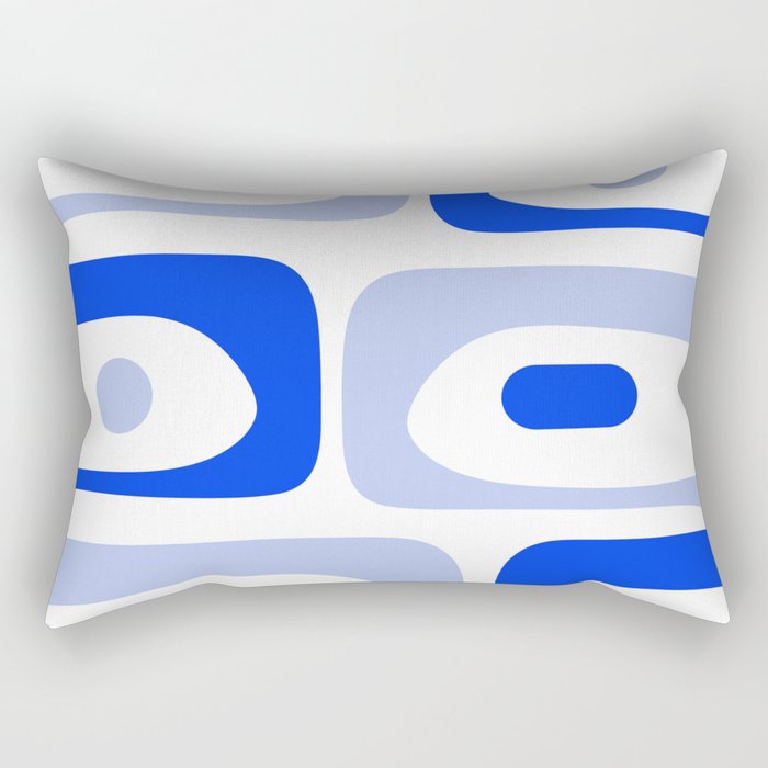 Mid Century Modern Piquet Abstract Pattern Royal Blue Light Blue White Rectangular Pillow Gallery Image 1