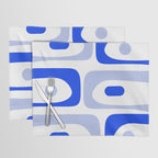 Mid Century Modern Piquet Abstract Pattern Royal Blue Light Blue White Placemat Gallery Image 1