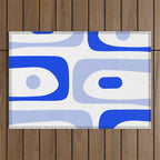 Mid Century Modern Piquet Abstract Pattern Royal Blue Light Blue White Outdoor Rug Gallery Image 1