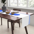 Mid Century Modern Piquet Abstract Pattern Royal Blue Light Blue White Table Runner Gallery Image 2