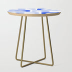 Mid Century Modern Piquet Abstract Pattern Royal Blue Light Blue White Side Table Gallery Image 1