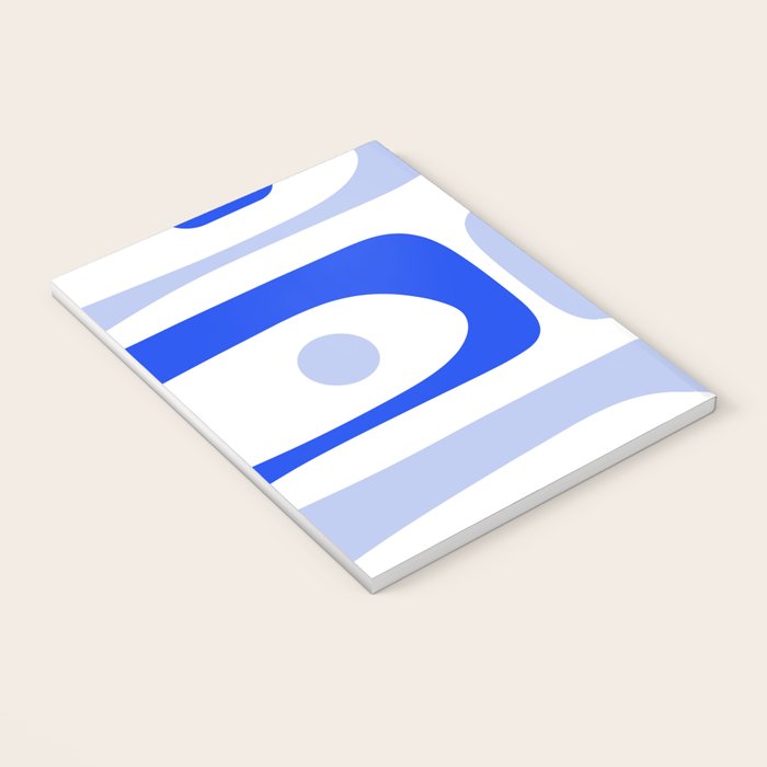 Mid Century Modern Piquet Abstract Pattern Royal Blue Light Blue White Notebook Gallery Image 3